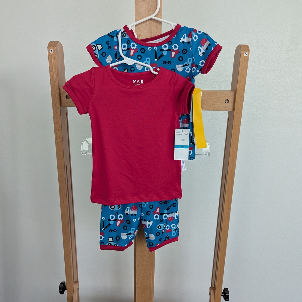 NWT Max & Olivia Pink and Blue Pajama 3-Piece Set